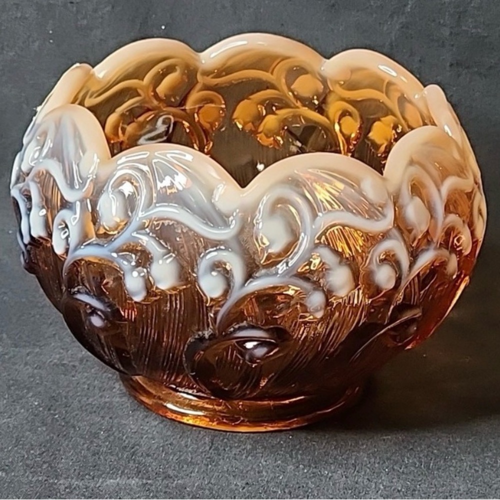 Fenton Amber Lily of the valley.